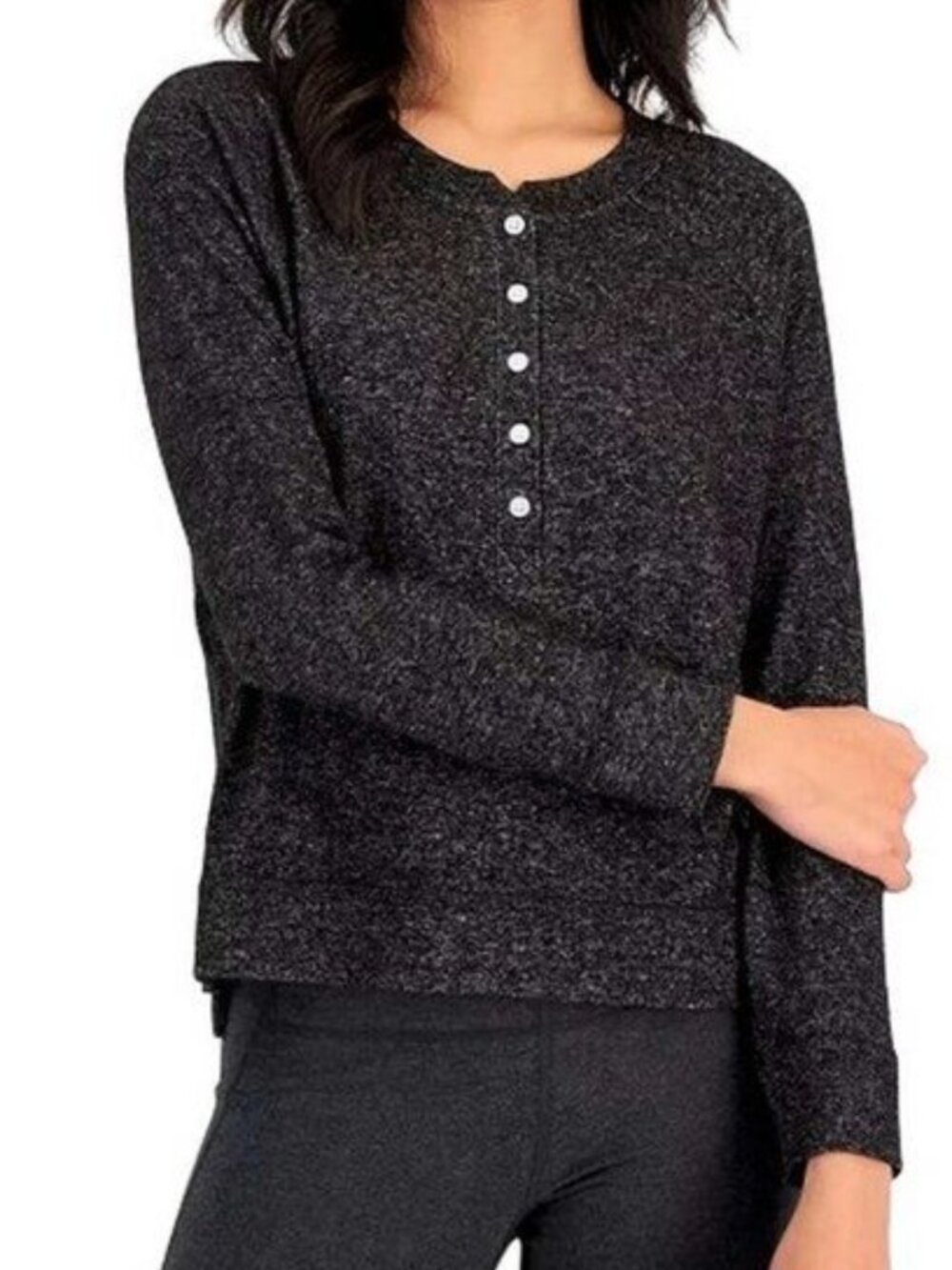 ALFANI Women's Long-Sleeve Hacci Lounge/Sleep Shirt LARGE